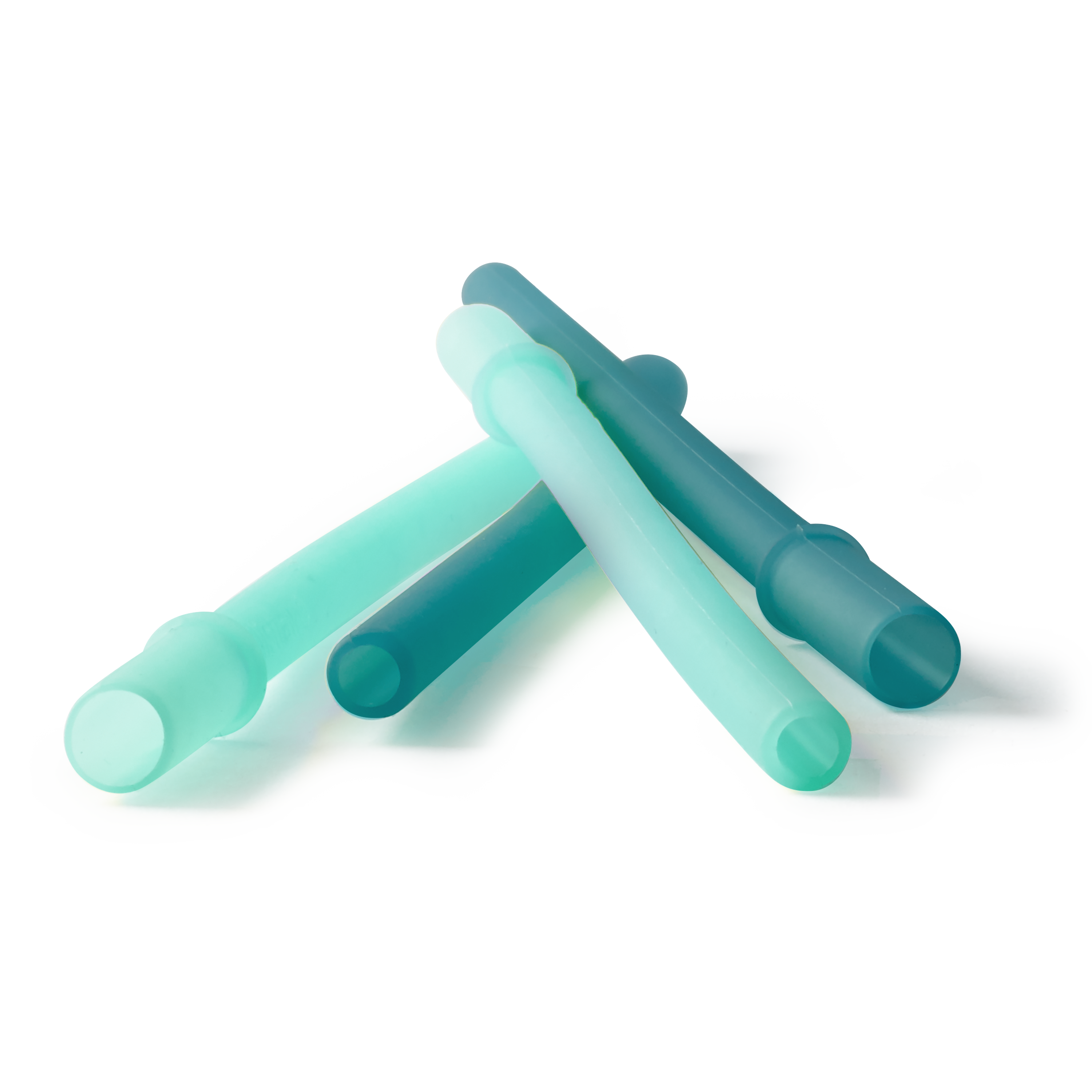 4 teal silicone straws